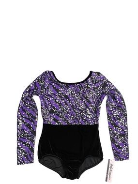 Body Wrappers Gymnastics Leotard Girls Size 16 Zebra Purple Black Silver New NWT